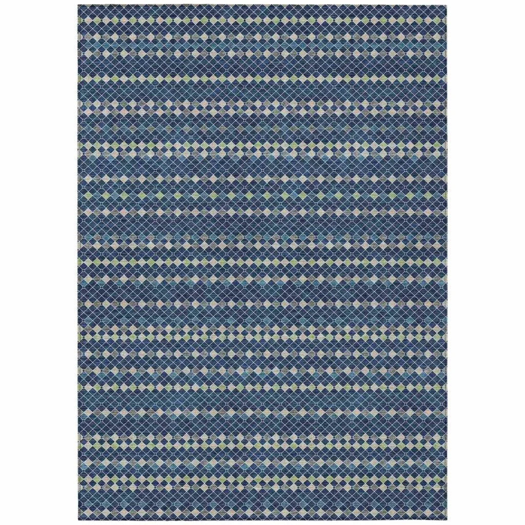 Prismine Blue Washable Indoor - Outdoor Rug - LOOMLAN - LOOMLAN Rugs - Outdoor Rugs