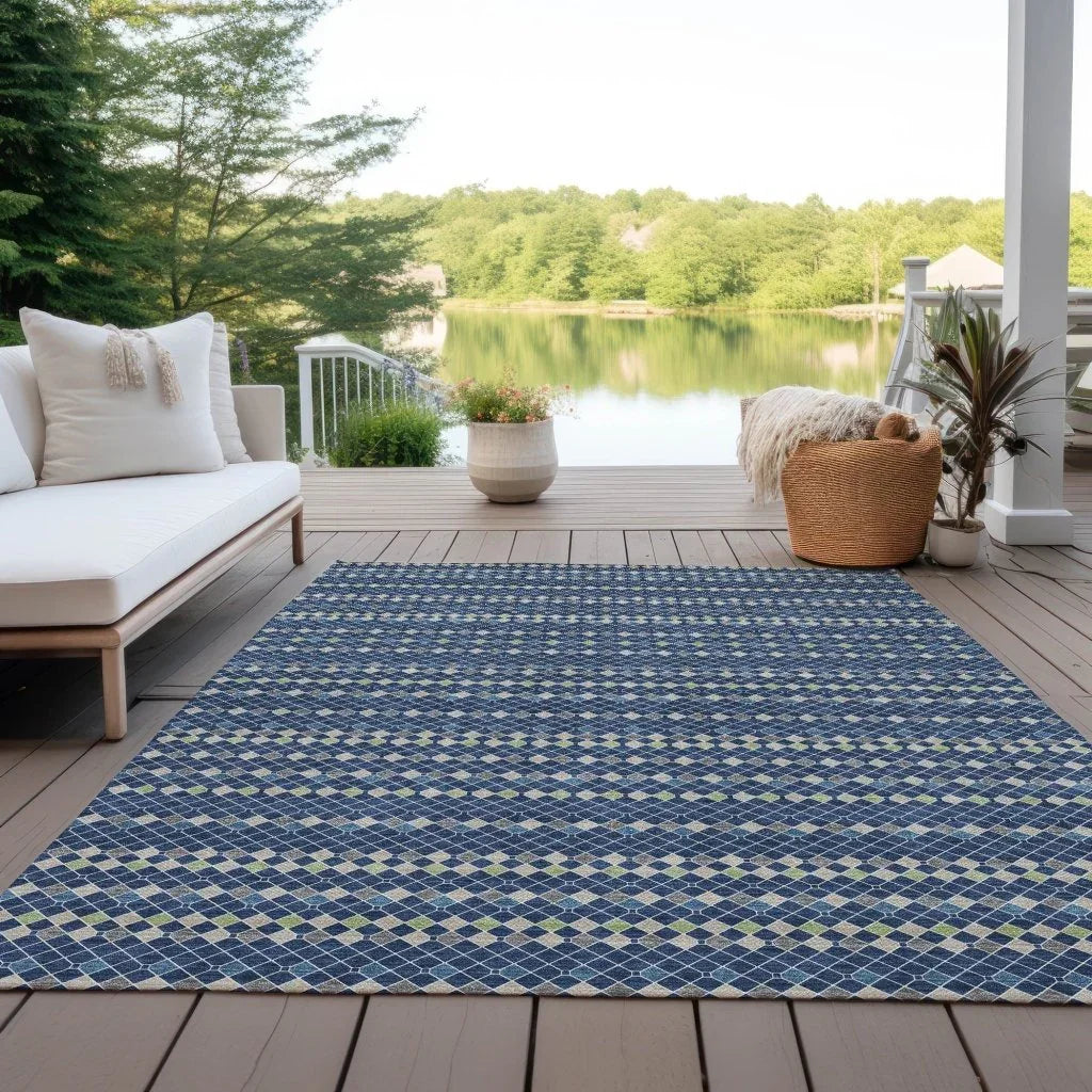 Prismine Blue Washable Indoor - Outdoor Rug - LOOMLAN - LOOMLAN Rugs - Outdoor Rugs