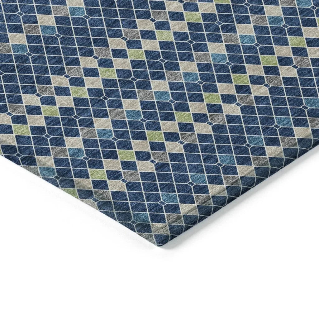 Prismine Blue Washable Indoor - Outdoor Rug - LOOMLAN - LOOMLAN Rugs - Outdoor Rugs
