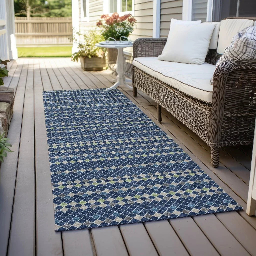 Prismine Blue Washable Indoor - Outdoor Rug - LOOMLAN - LOOMLAN Rugs - Outdoor Rugs
