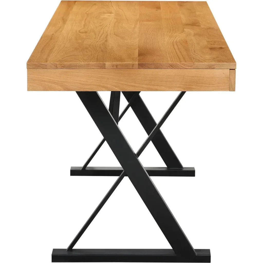 Profecto Modern Oak Wood Desk With Drawers-Home Office Desks-Moe's Home-LOOMLAN