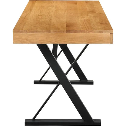 Profecto Modern Oak Wood Desk With Drawers-Home Office Desks-Moe's Home-LOOMLAN