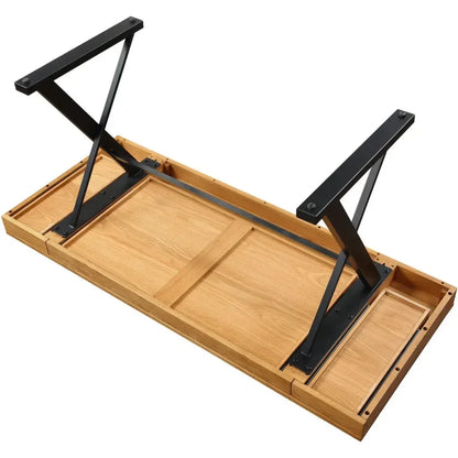 Profecto Modern Oak Wood Desk With Drawers-Home Office Desks-Moe's Home-LOOMLAN