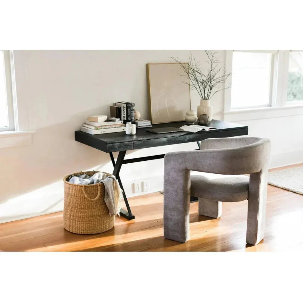 Profecto Modern Wood Black Desk With Drawer-Home Office Desks-Moe's Home-LOOMLAN