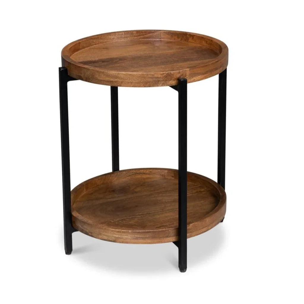 Profile Wood Top Round End Table - LOOMLAN - Sarreid - Side Tables