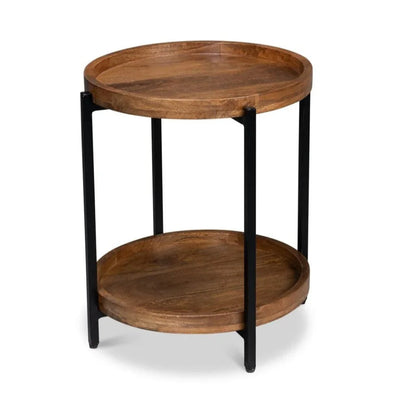 Profile Wood Top Round End Table - LOOMLAN - Sarreid - Side Tables
