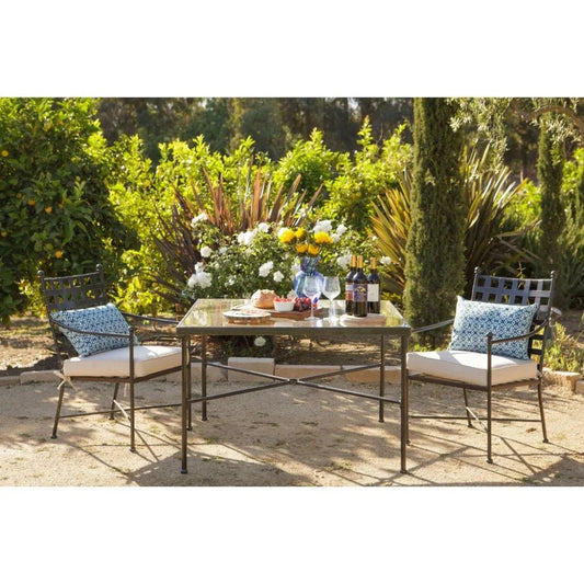 Provence Glass Top Outdoor Dining Table-Outdoor Dining Tables-Sunset West-LOOMLAN