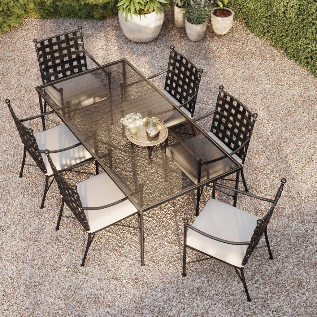 Provence Glass Top Outdoor Dining Table-Outdoor Dining Tables-Sunset West-LOOMLAN