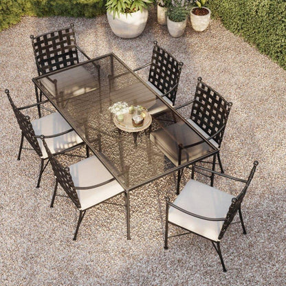 Provence Glass Top Outdoor Dining Table-Outdoor Dining Tables-Sunset West-LOOMLAN