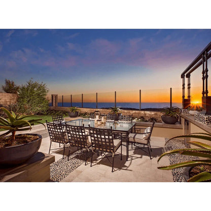 Provence Glass Top Outdoor Dining Table-Outdoor Dining Tables-Sunset West-LOOMLAN