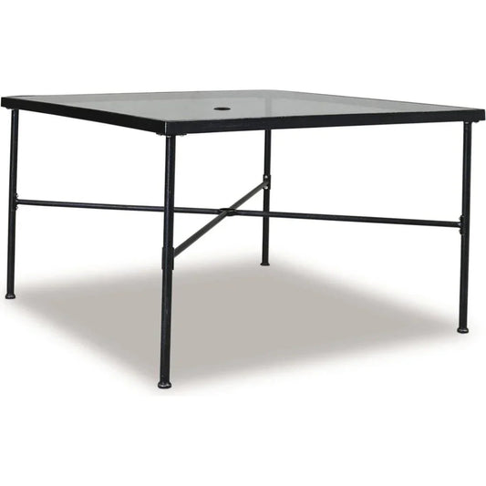 Provence Glass Top Outdoor Dining Table-Outdoor Dining Tables-Sunset West-Square-LOOMLAN