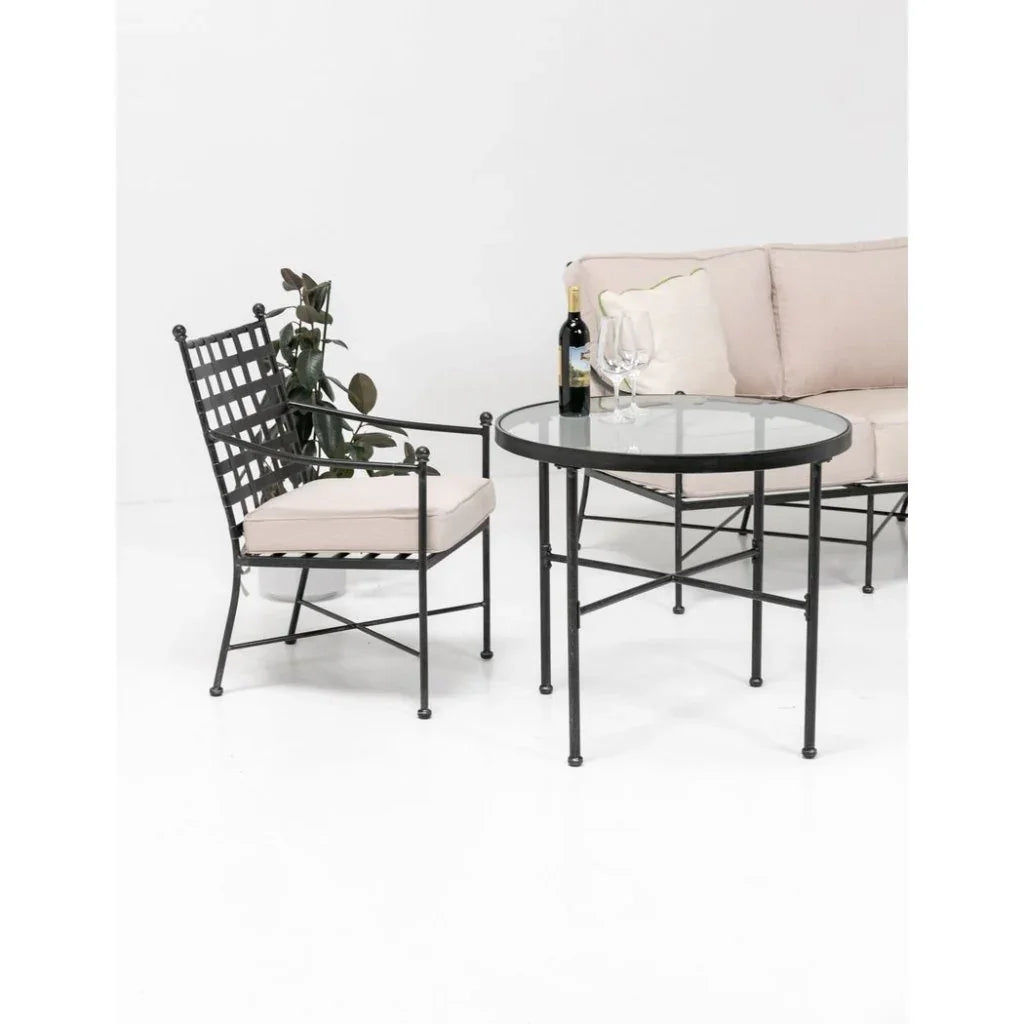 Provence Iron Round Outdoor Bistro Table-Outdoor Dining Tables-Sunset West-LOOMLAN