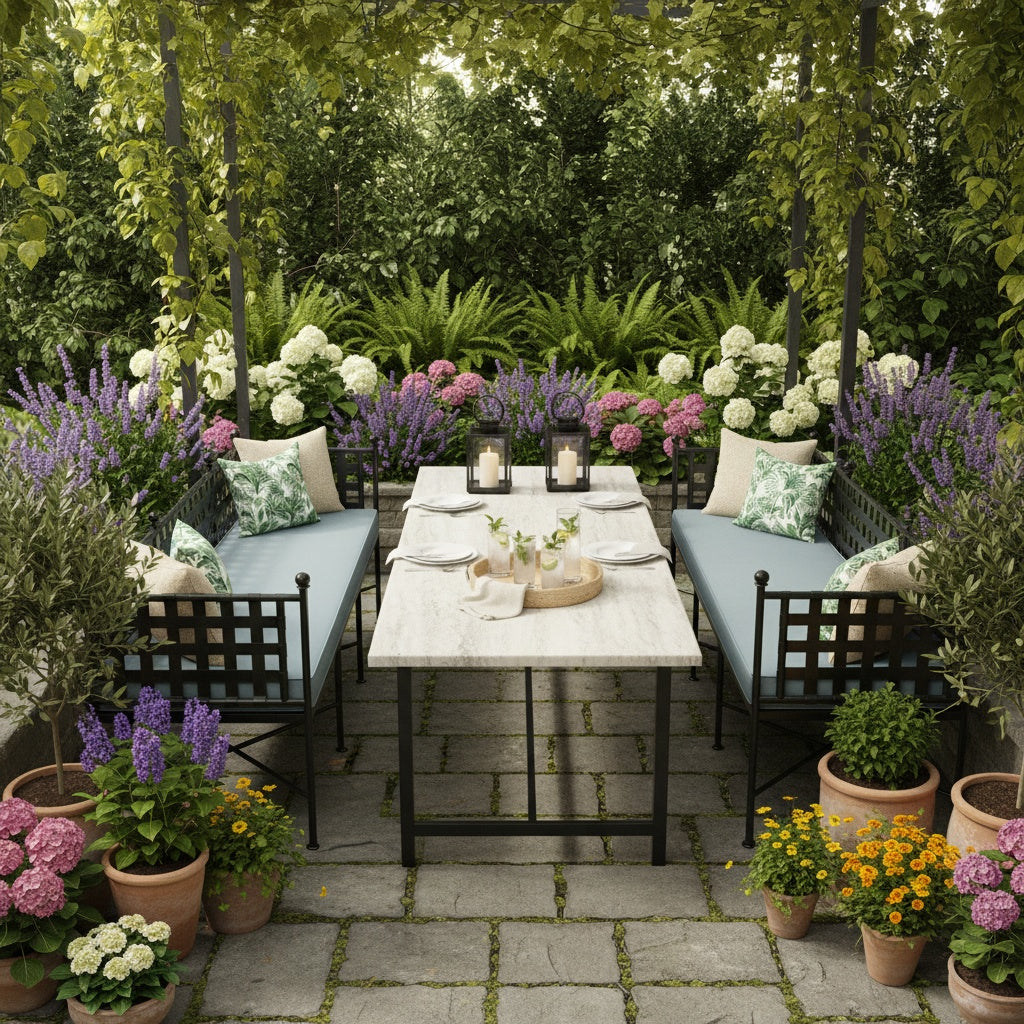 Provence Sunbrella Outdoor Bench-Outdoor Benches-Sunset West-LOOMLAN