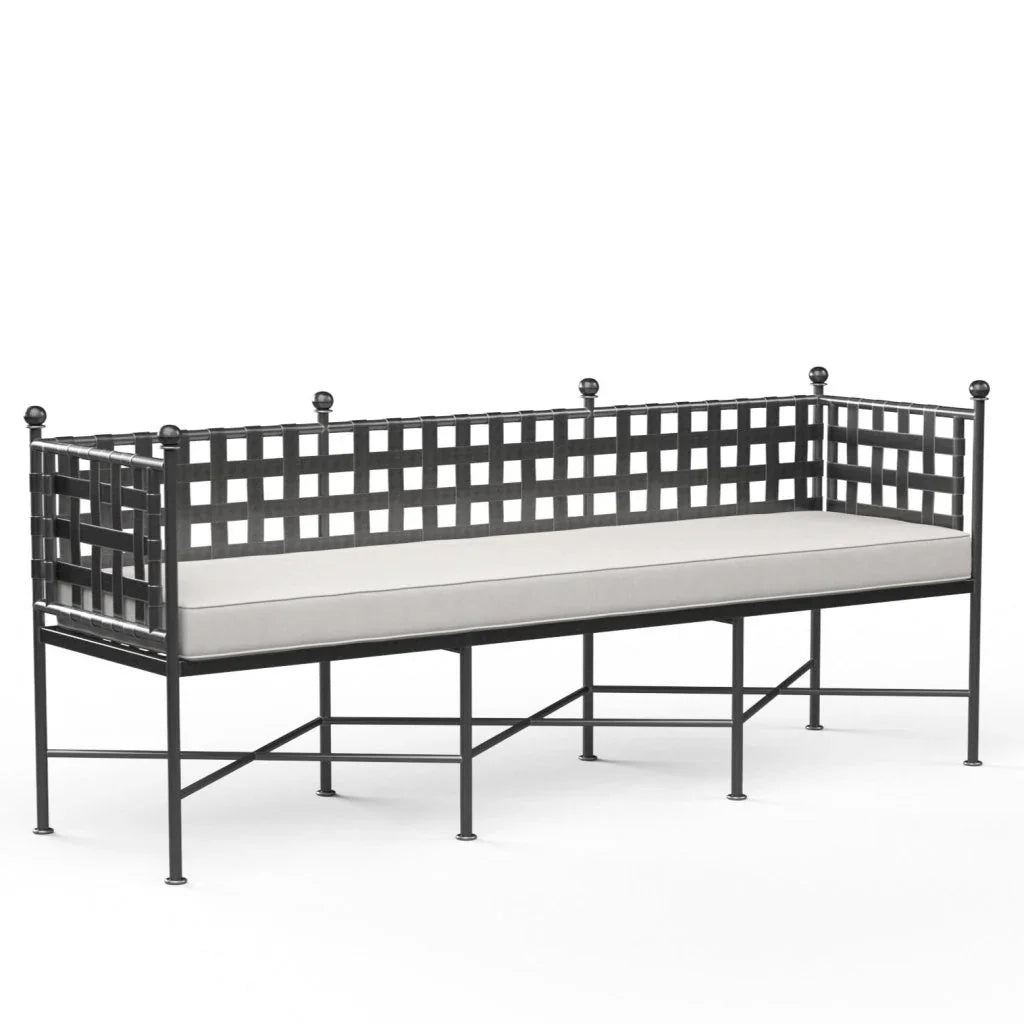 Provence Sunbrella Outdoor Bench-Outdoor Benches-Sunset West-Canvas Flax-LOOMLAN