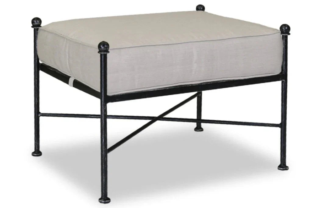 Provence Sunbrella Outdoor Ottoman-Outdoor Ottomans-Sunset West-Canvas Flax-LOOMLAN