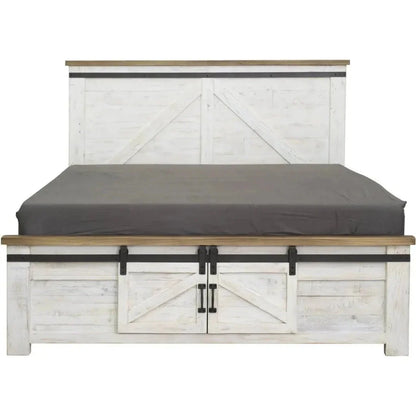 Provence White Wood Platform Bed Storage - LOOMLAN - LH Imports - Beds