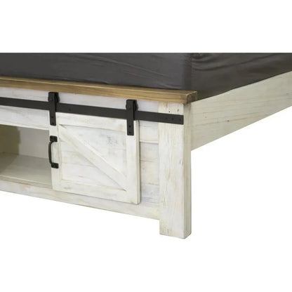 Provence White Wood Platform Bed Storage - LOOMLAN - LH Imports - Beds