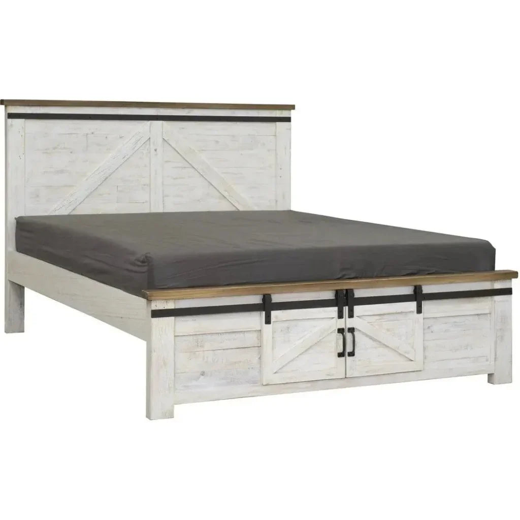 Provence White Wood Platform Bed Storage - LOOMLAN - LH Imports - Beds