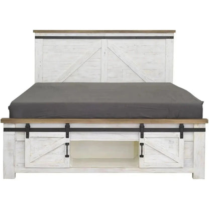 Provence White Wood Platform Bed Storage - LOOMLAN - LH Imports - Beds