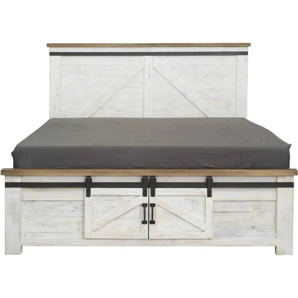 Provence White Wood Platform Bed Storage - LOOMLAN - LH Imports - Beds