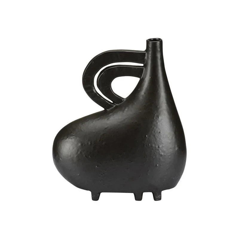 Punalu'u Black Glazed Ceramic Vase - LOOMLAN - Wildwood - Vases & Jars
