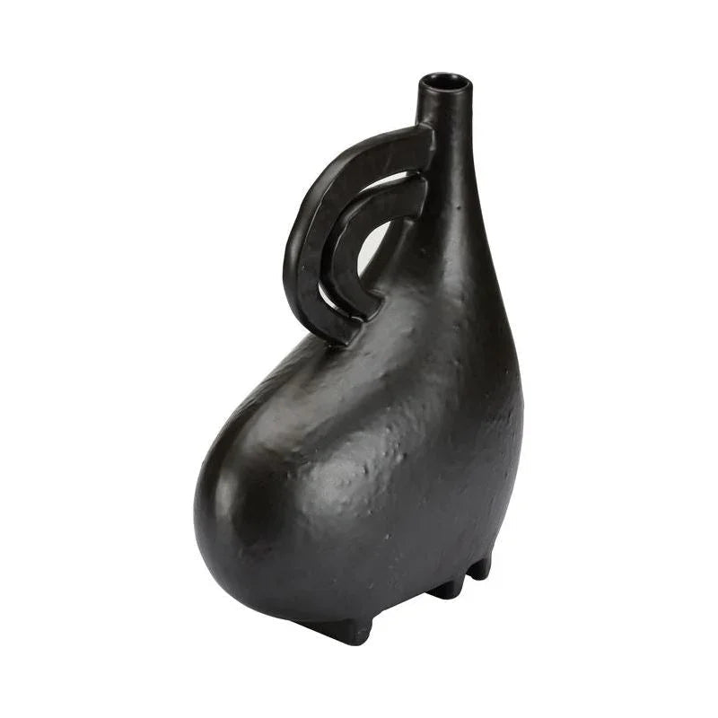 Punalu'u Black Glazed Ceramic Vase - LOOMLAN - Wildwood - Vases & Jars