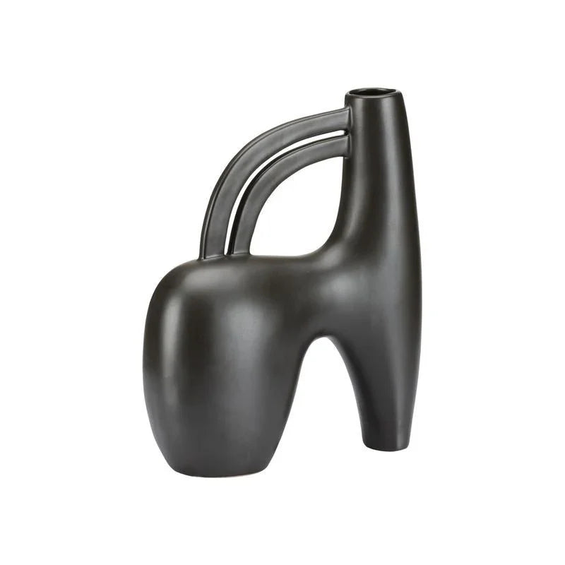 Punalu'u Black Glazed Ceramic Vase - LOOMLAN - Wildwood - Vases & Jars
