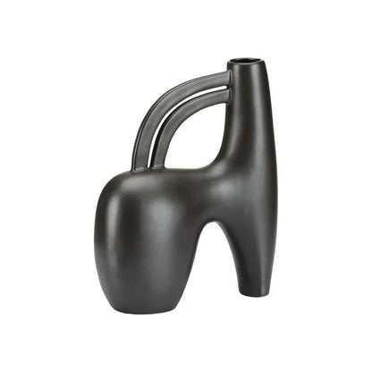 Punalu'u Black Glazed Ceramic Vase - LOOMLAN - Wildwood - Vases & Jars