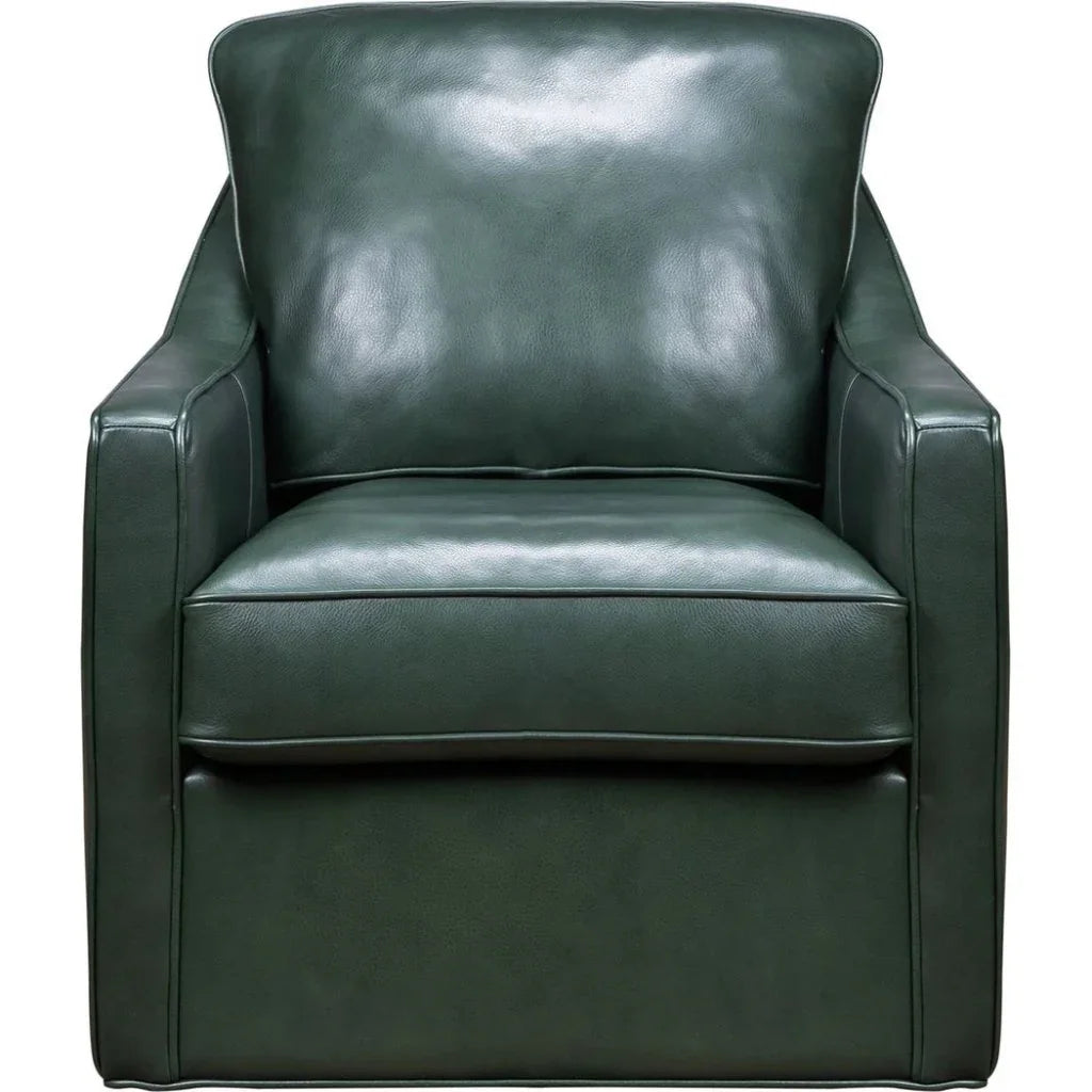 Pure Leather Maximum Comfort Swivel Chair - LOOMLAN - Olivia + Quinn - Club Chairs