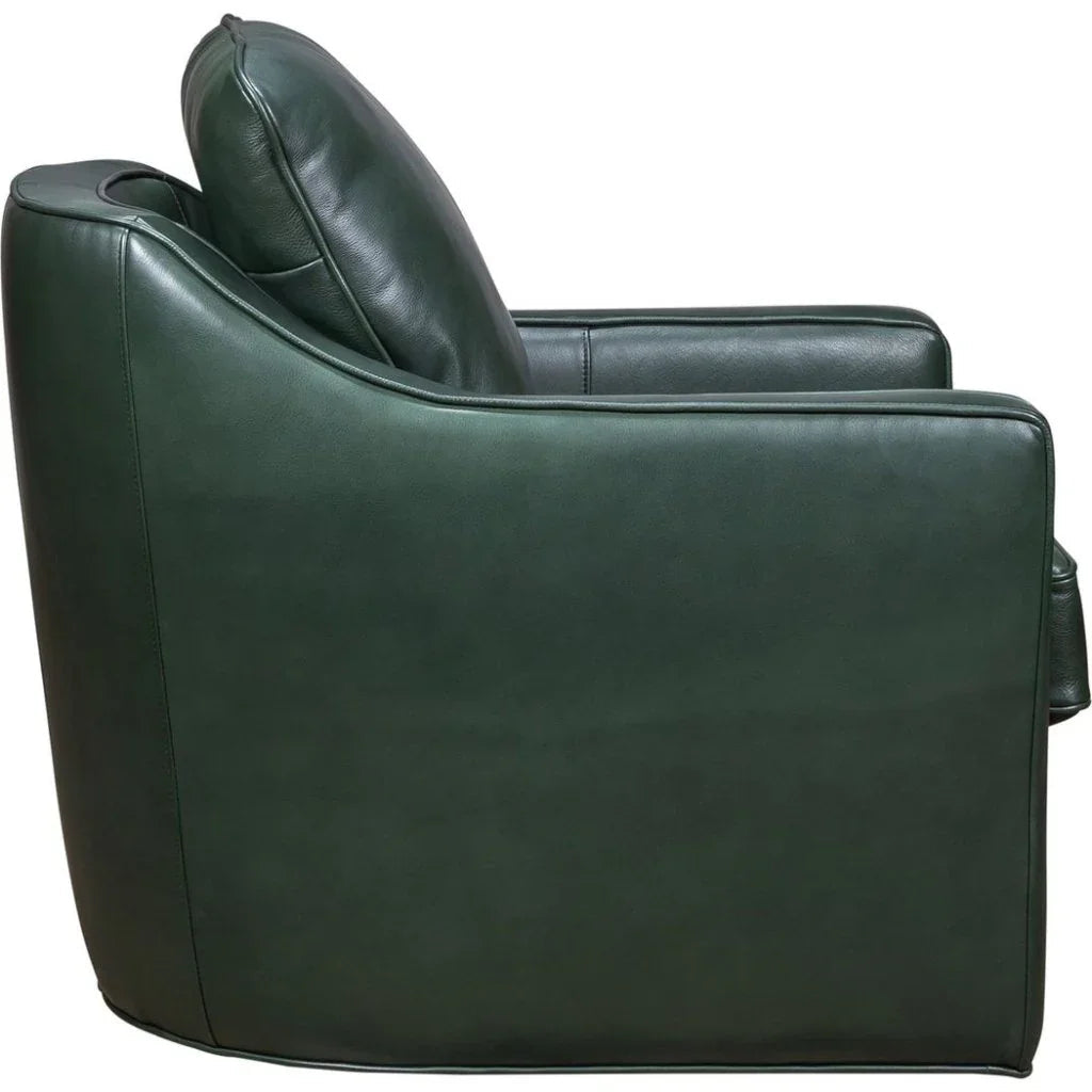 Pure Leather Maximum Comfort Swivel Chair - LOOMLAN - Olivia + Quinn - Club Chairs