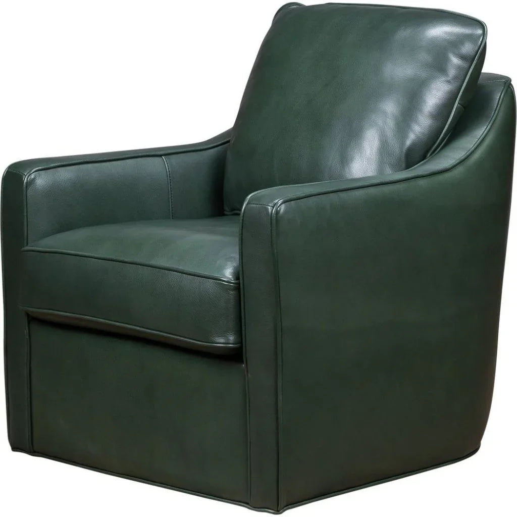 Pure Leather Maximum Comfort Swivel Chair - LOOMLAN - Olivia + Quinn - Club Chairs