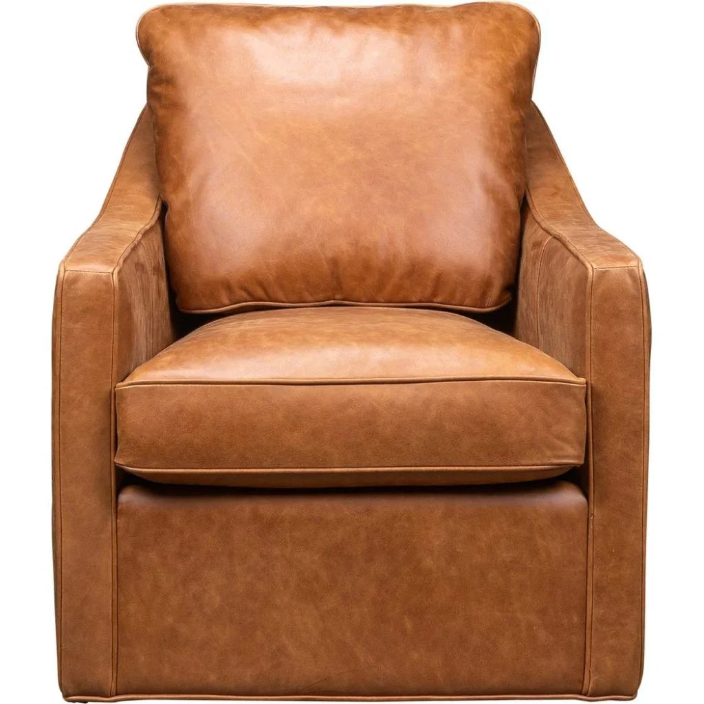 Pure Leather Maximum Comfort Swivel Chair - LOOMLAN - Olivia + Quinn - Club Chairs