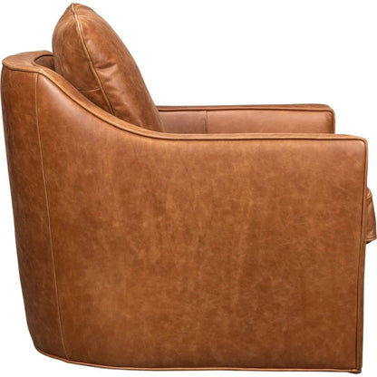 Pure Leather Maximum Comfort Swivel Chair - LOOMLAN - Olivia + Quinn - Club Chairs