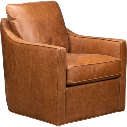 Pure Leather Maximum Comfort Swivel Chair - LOOMLAN - Olivia + Quinn - Club Chairs