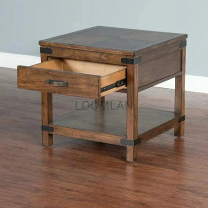 Purposefully Wood End Table 1 Drawer - LOOMLAN - Sunny D - Side Tables