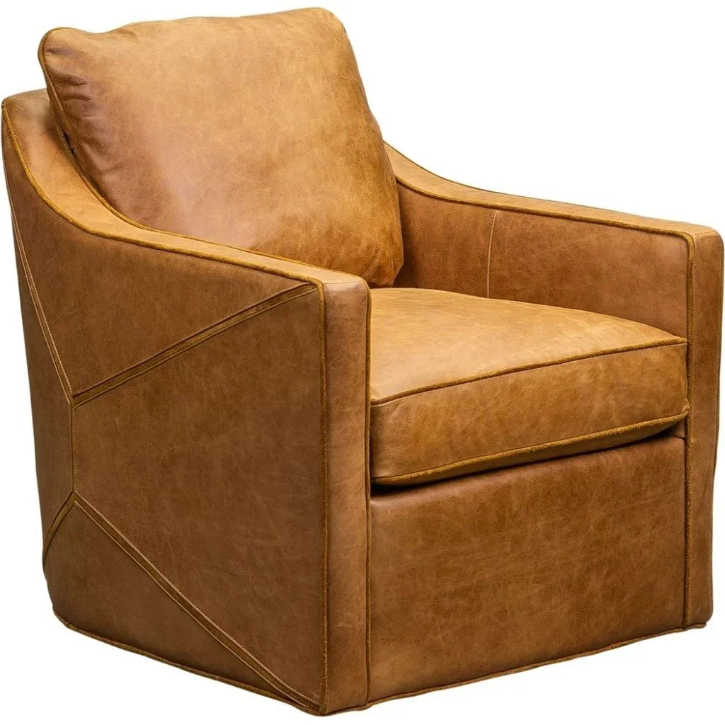 Puzzle Modern Stylish Leather Swivel Chair - LOOMLAN - Olivia + Quinn - Club Chairs