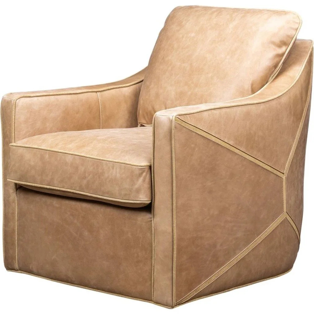 Puzzle Modern Stylish Leather Swivel Chair - LOOMLAN - Olivia + Quinn - Club Chairs