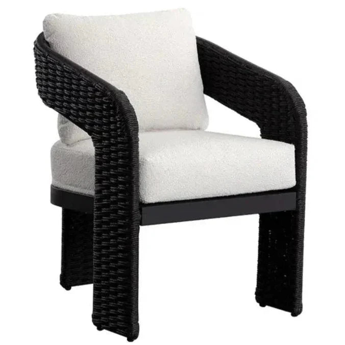 Pylos Fabric Outdoor Dining Armchair-Outdoor Dining Chairs-SUNPAN-Black - Louis Cream-LOOMLAN