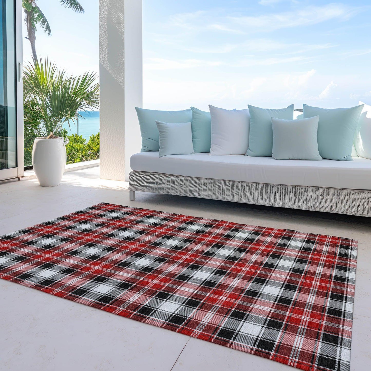 Quaanor Black Washable Indoor-Outdoor Rug
