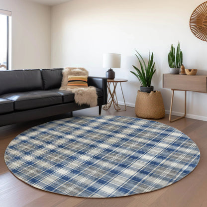 Quaanor Blue Washable Indoor-Outdoor Rug