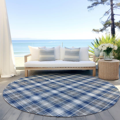 Quaanor Blue Washable Indoor-Outdoor Rug
