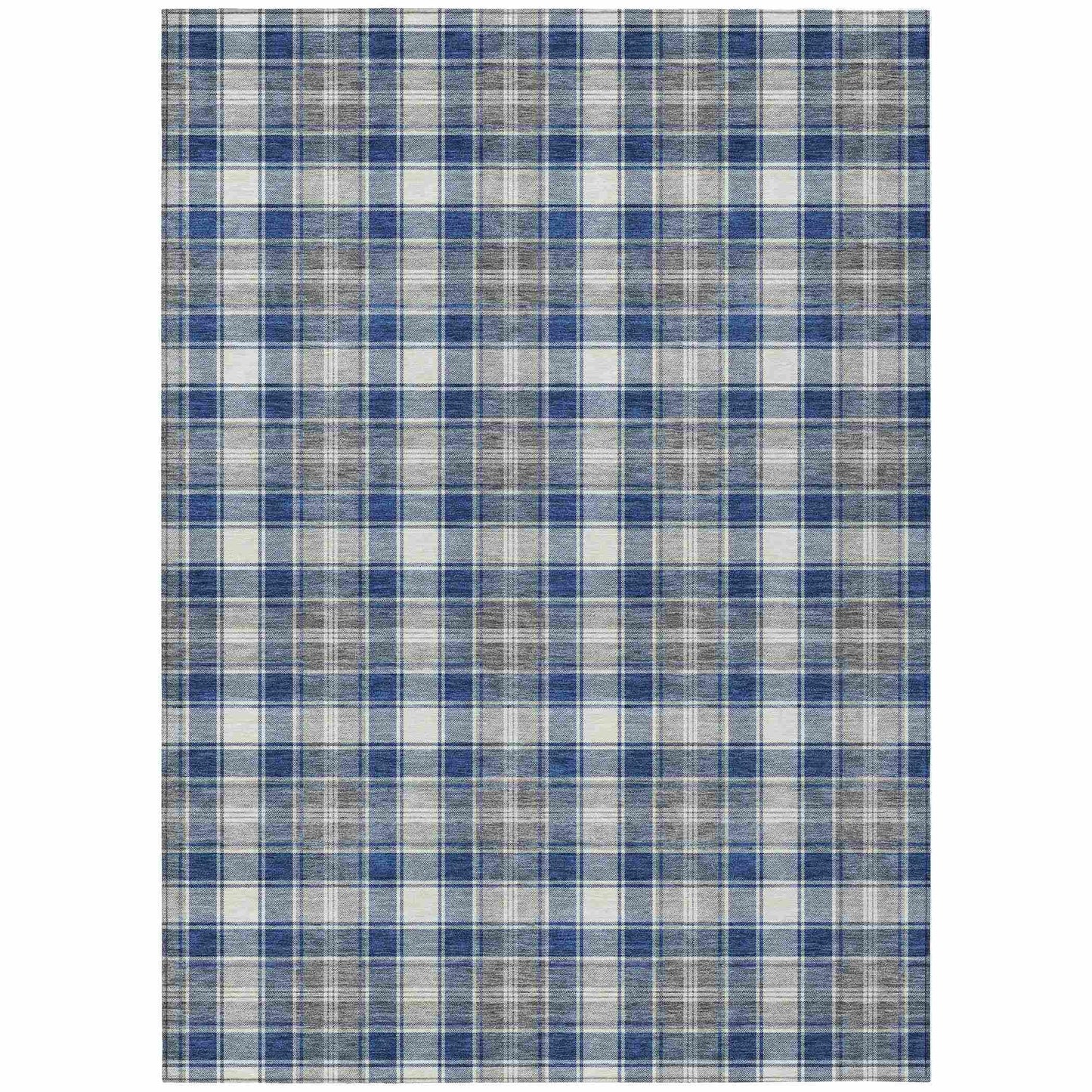 Quaanor Blue Washable Indoor-Outdoor Rug