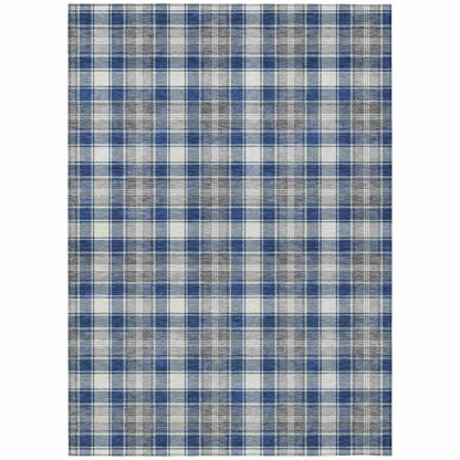 Quaanor Blue Washable Indoor-Outdoor Rug