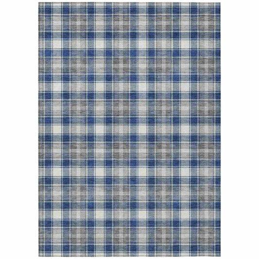 Quaanor Blue Washable Indoor-Outdoor Rug