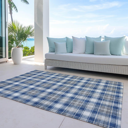 Quaanor Blue Washable Indoor-Outdoor Rug