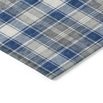 Quaanor Blue Washable Indoor-Outdoor Rug