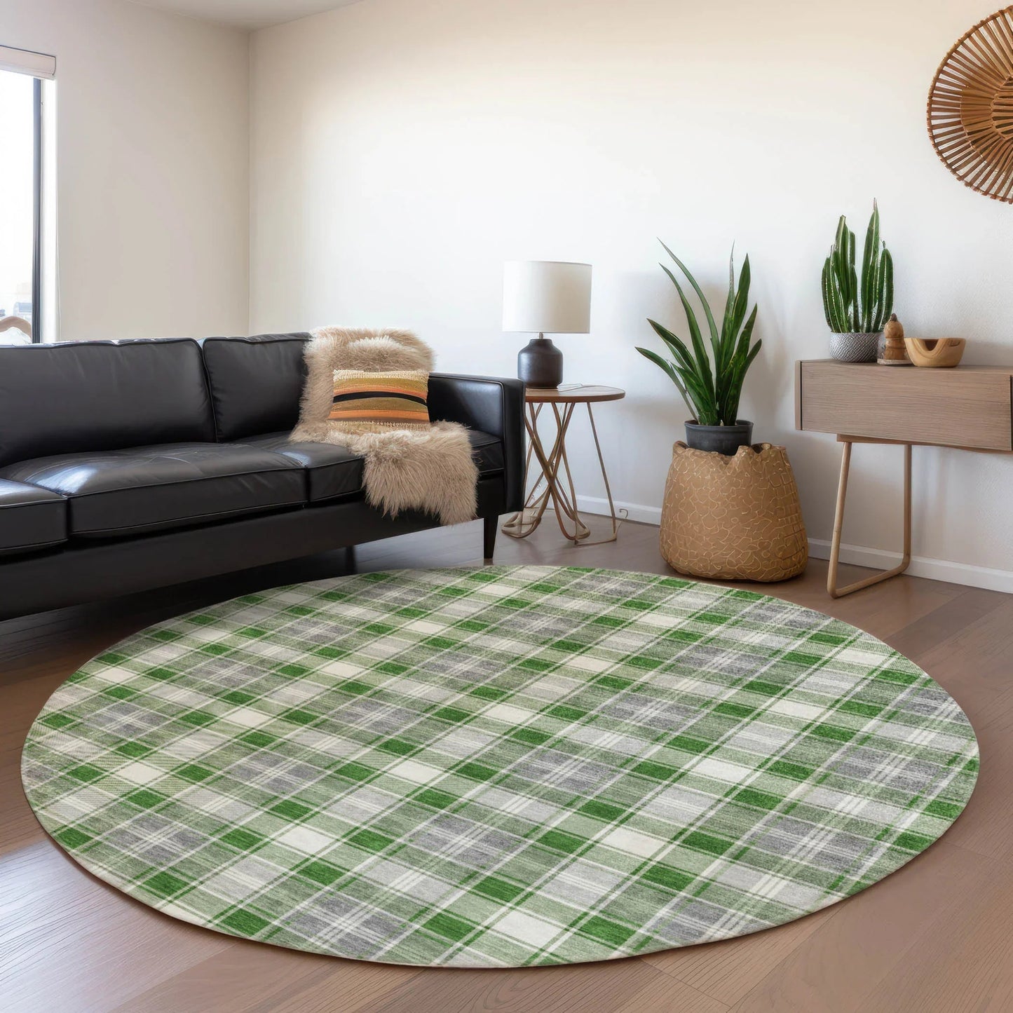 Quaanor Green Washable Indoor-Outdoor Rug