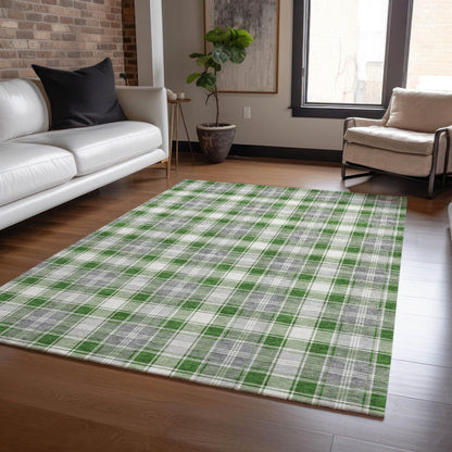 Quaanor Green Washable Indoor-Outdoor Rug