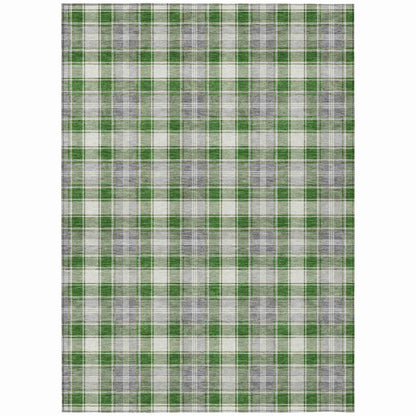 Quaanor Green Washable Indoor-Outdoor Rug