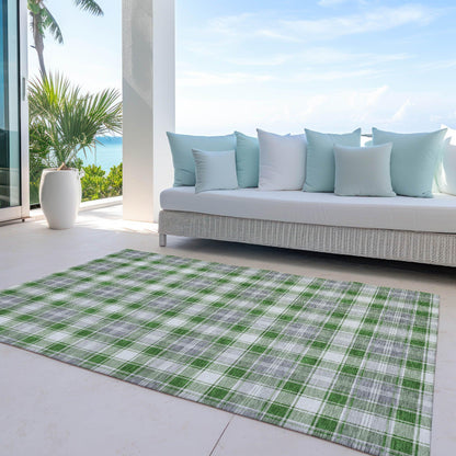 Quaanor Green Washable Indoor-Outdoor Rug